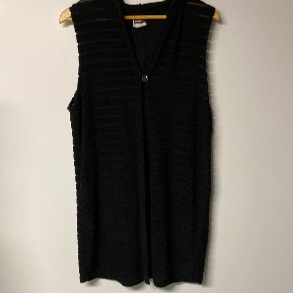 SPORTEK Vintage Black Ribbed Sleeveless Swim Coverup